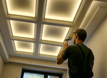 LED ışıklı modern asma tavan montajı yapan usta