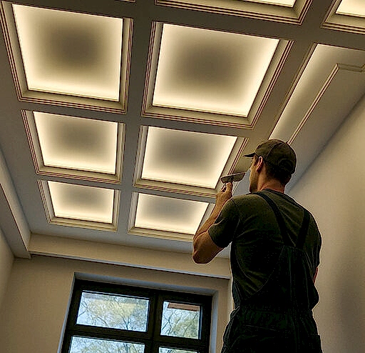 Asma Tavan Dekorasyon 1 LED ışıklı modern asma tavan montajı yapan usta