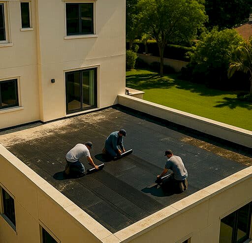 Çatı Yalıtımı ve Sızdırmazlık 1 Çatıya su yalıtım malzemesi uygulayan usta