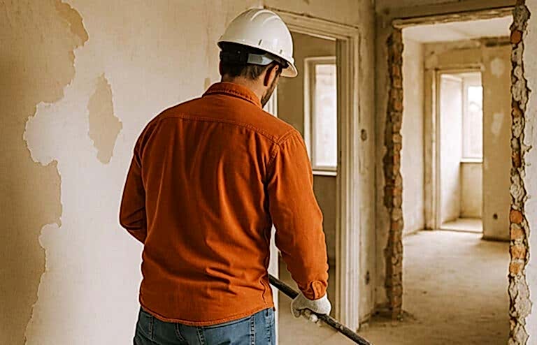 Daire Yenileme 1 Tadilat sürecindeki dairede boya, parke ve mutfak yenileme çalışmaları