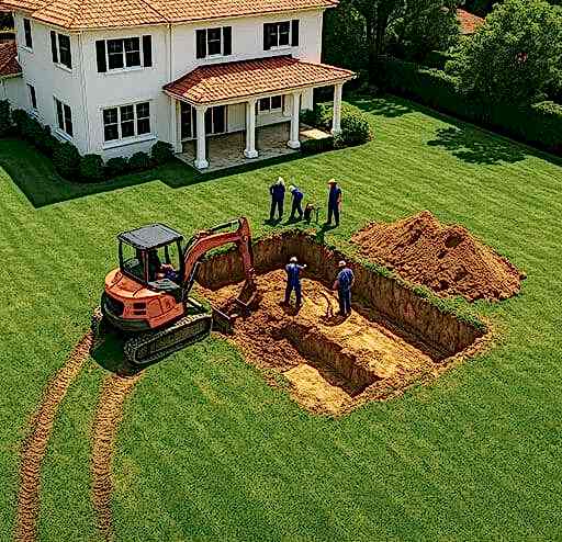 Yüzme Havuzu Yapımı 1 Bahçeye yüzme havuzu inşa eden ekip ve inşaat süreci