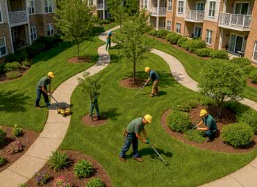 Site bahçesinde çocuk oyun parkı ve oturma alanı düzenlemesi yapan ekip