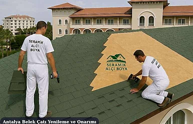 Antalya Belek Çatı Yenileme ve Onarım 2025 10 Antalya Belek Çatı Yenileme ve Onarım Antalya’da otel çatı yenileme çalışması. Seramik Alçı Boya ekibi, yeşil shingle kaplama ve OSB montajıyla estetik ve dayanıklı çatı çözümleri sunuyor.